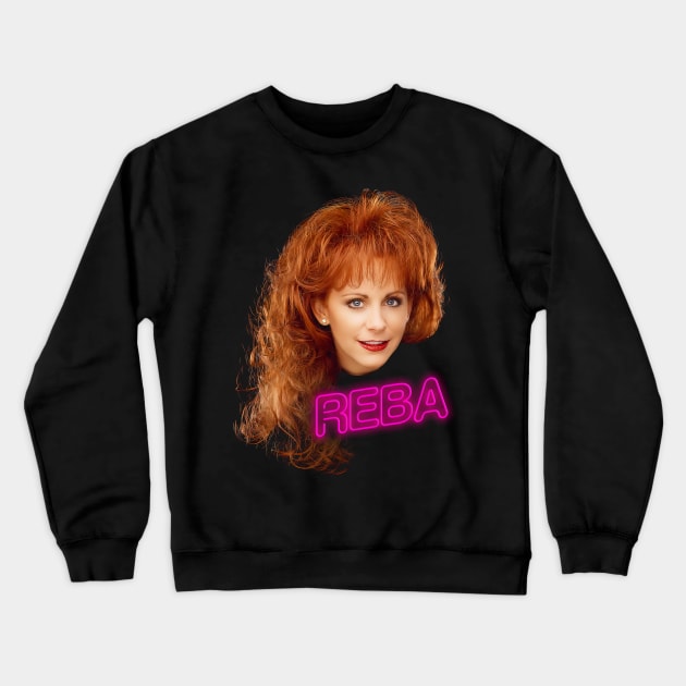 Reba // Neon-Style 80s Fan Design Crewneck Sweatshirt by DankFutura